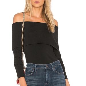 Theory Off The Shoulder Jersey Top size S GREEN (retail $235)